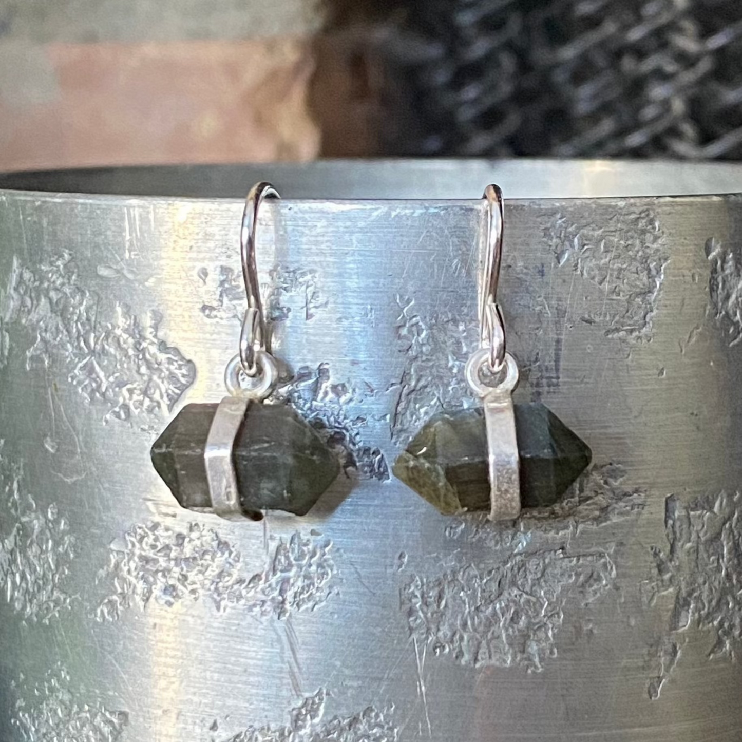 Double Terminated Crystal Earrings - Labradorite