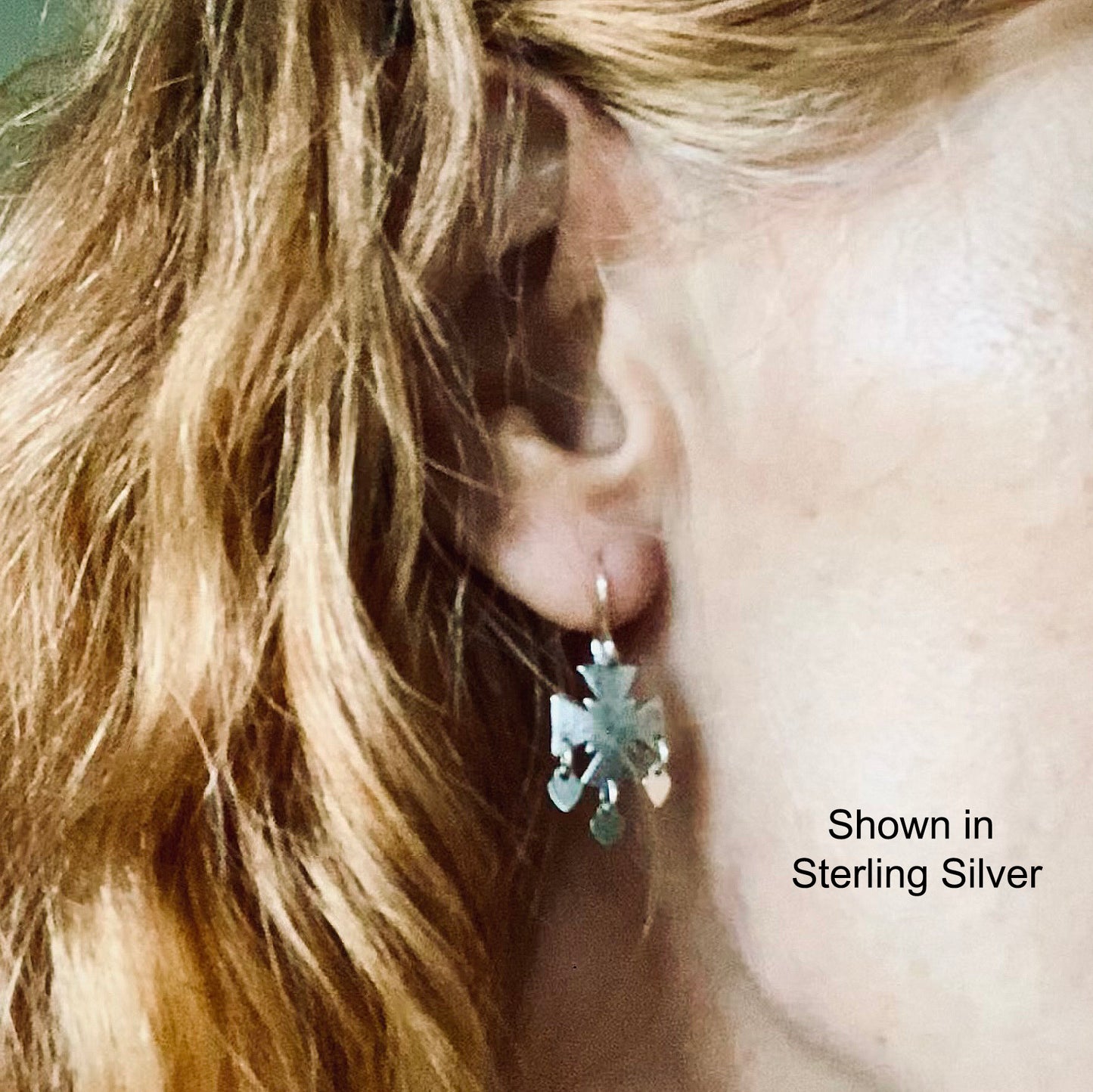Mystical Cross Dangling Earrings with Hearts