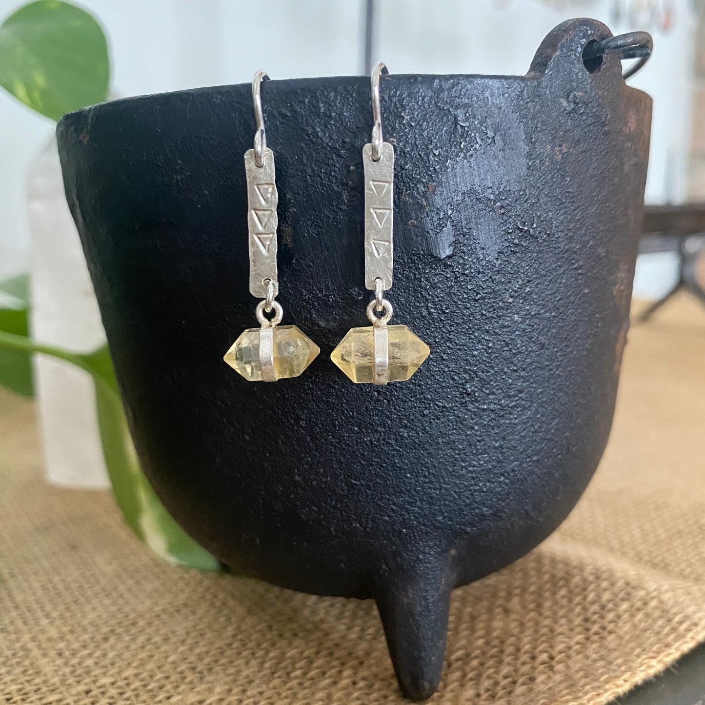 Citrine Crystal Earrings in Sterling Silver