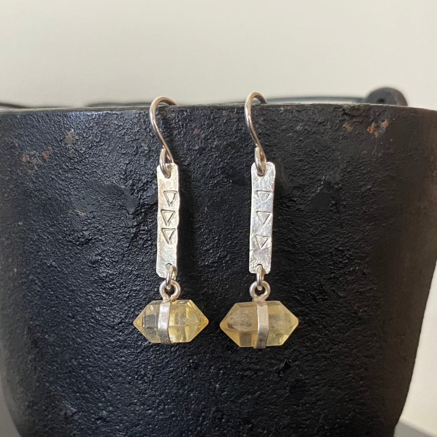 Citrine Crystal Earrings in Sterling Silver