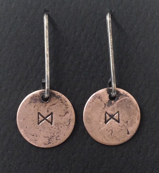 Rune Earrings in Sterling and Copper