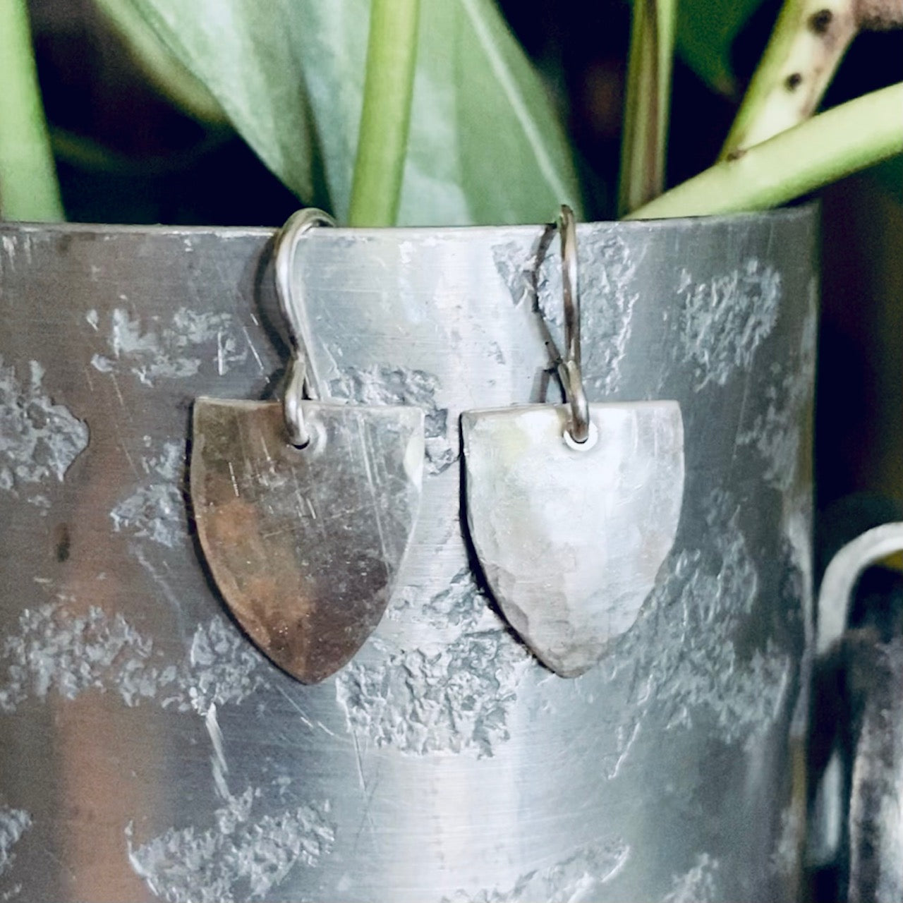 Sterling Silver Shield Earrings