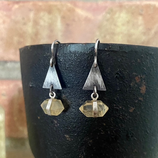 Sterling Triangle Crystal Earrings