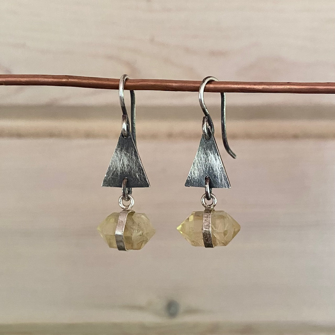 Sterling Triangle Crystal Earrings