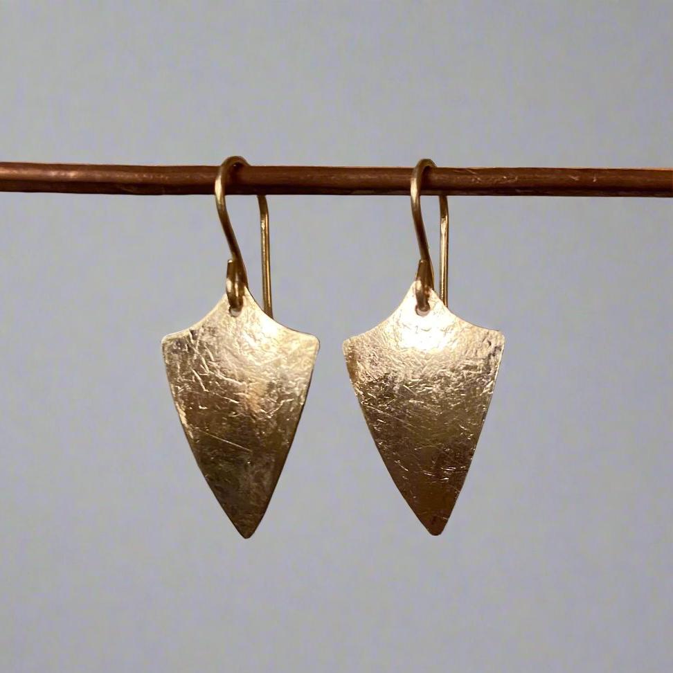 Solid Gold Shield Earrings