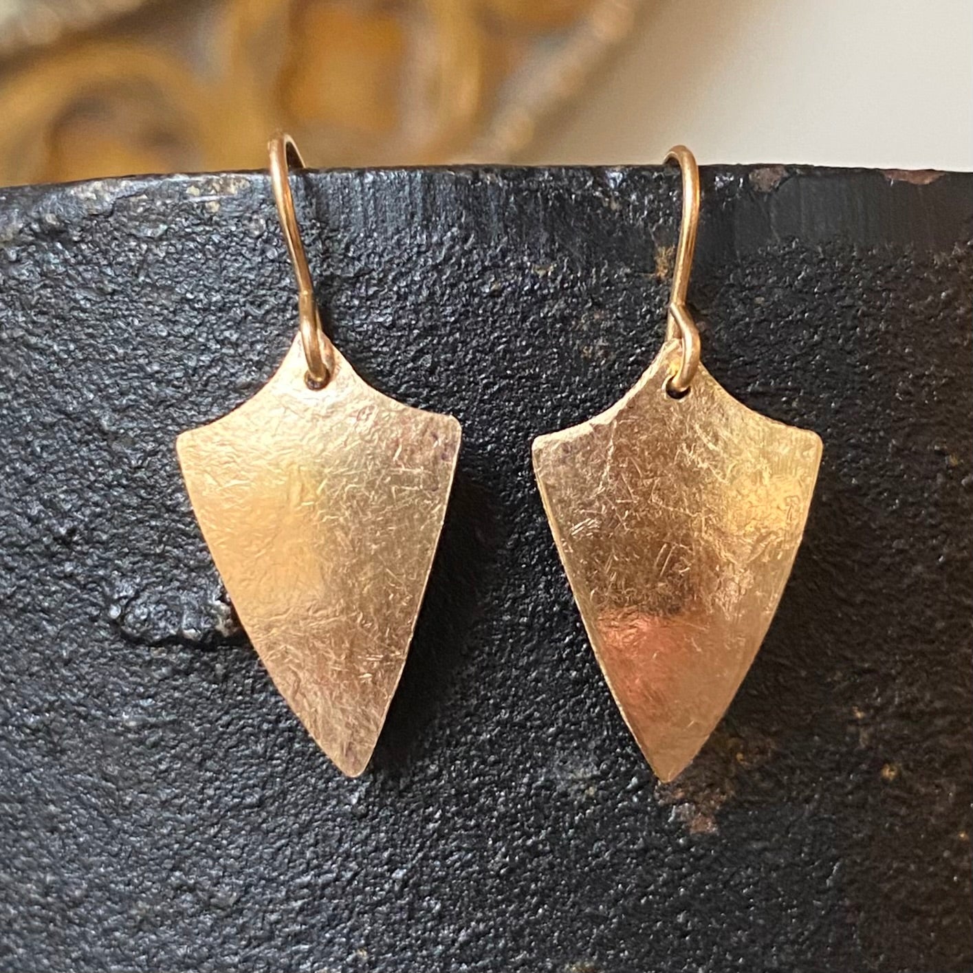 Solid Gold Shield Earrings