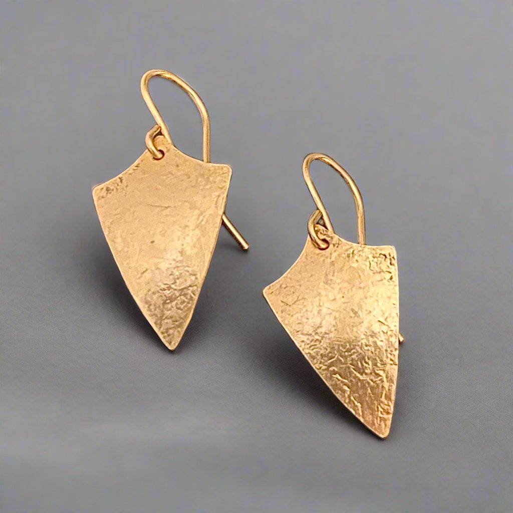 Solid Gold Shield Earrings