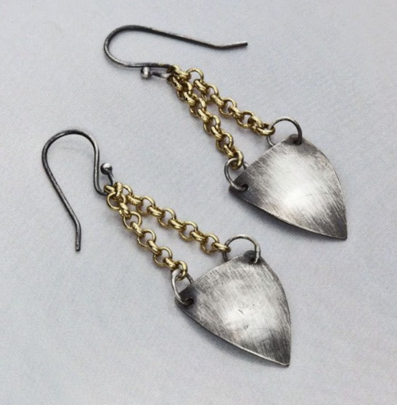 Medieval Shield Earrings with Golden chain