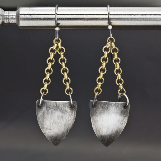 Medieval Shield Earrings with Golden chain