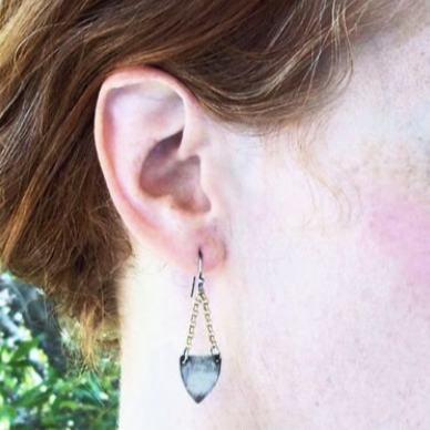 Medieval Shield Earrings with Golden chain