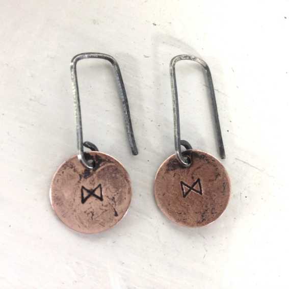 Rune Earrings in Sterling and Copper