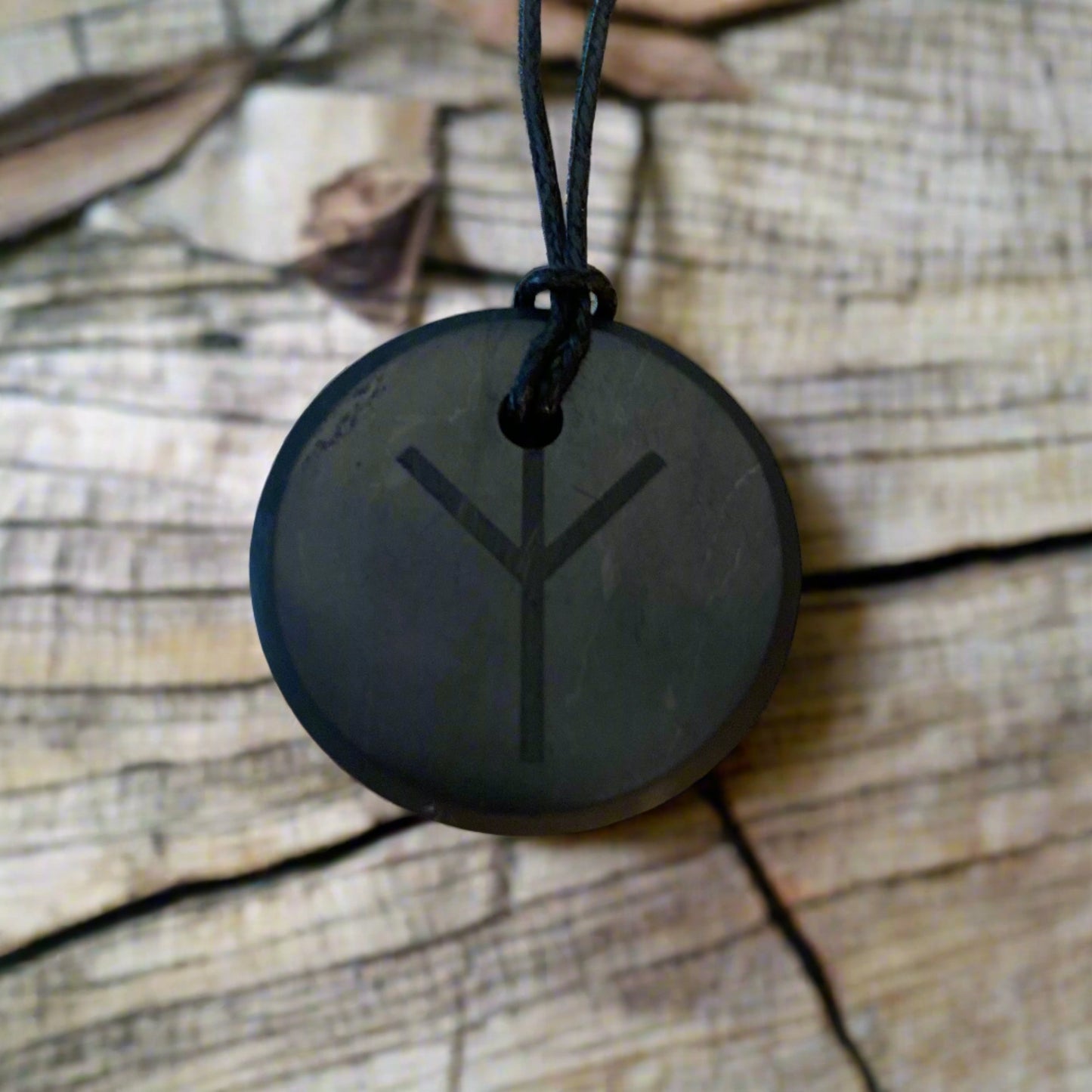 Shungite Pendant with Algiz rune