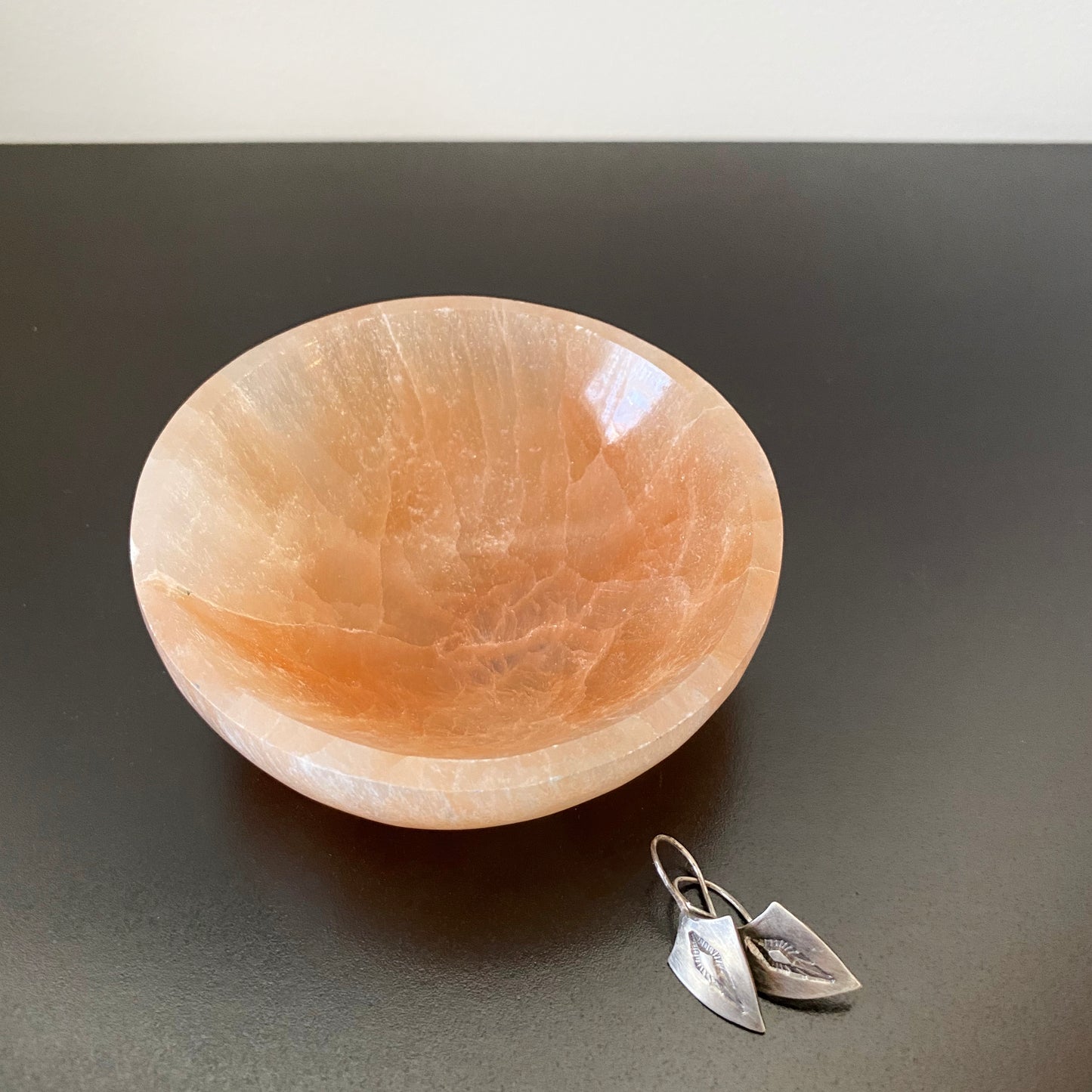 Peach Selenite Offering Bowl