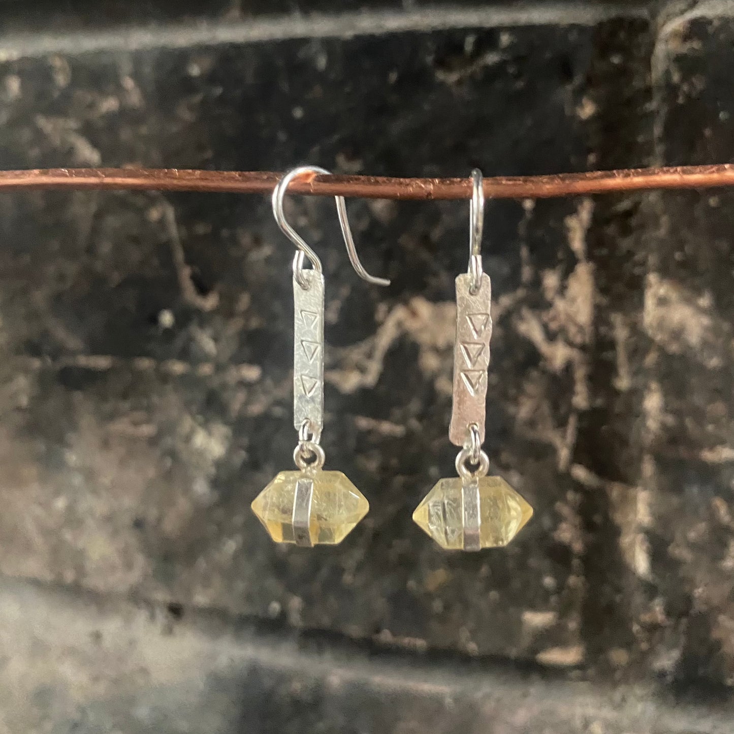 Citrine Crystal Earrings in Sterling Silver