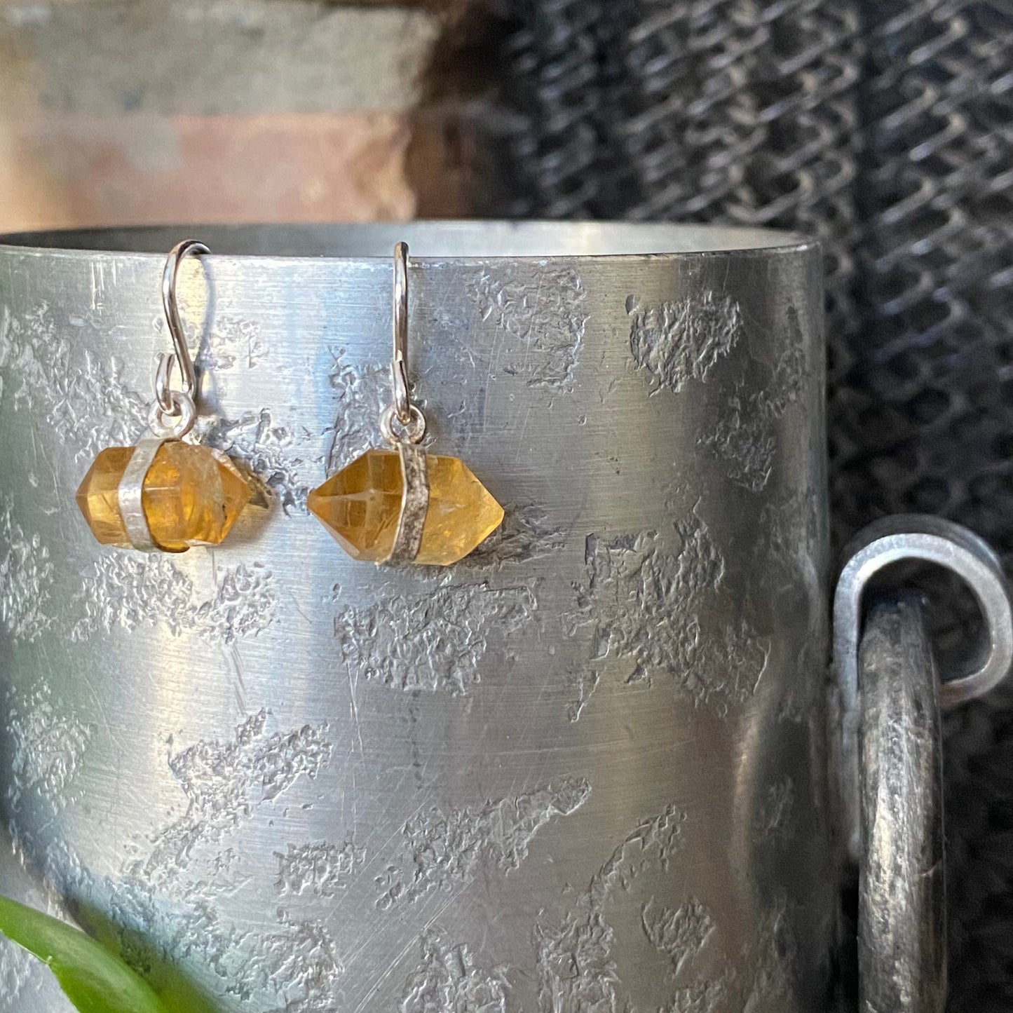 Double Terminated Crystal Earrings-Citrine