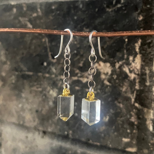 Quartz Point Earring with Sterling Chain