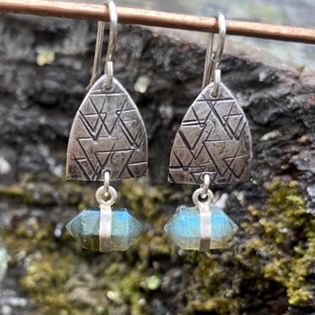 Sterling Cathedral Earrings with Labradorite