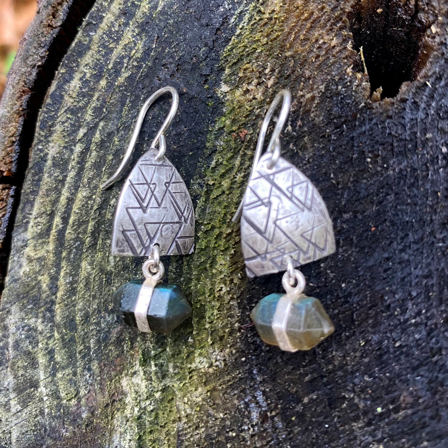 Sterling Cathedral Earrings with Labradorite