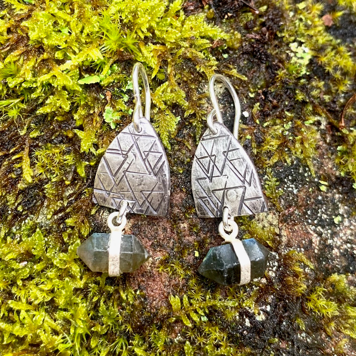 Sterling Cathedral Earrings with Labradorite