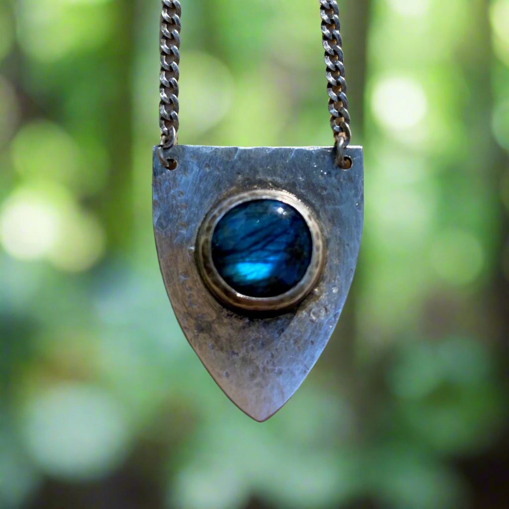 Sterling Shield Necklace with Labradorite