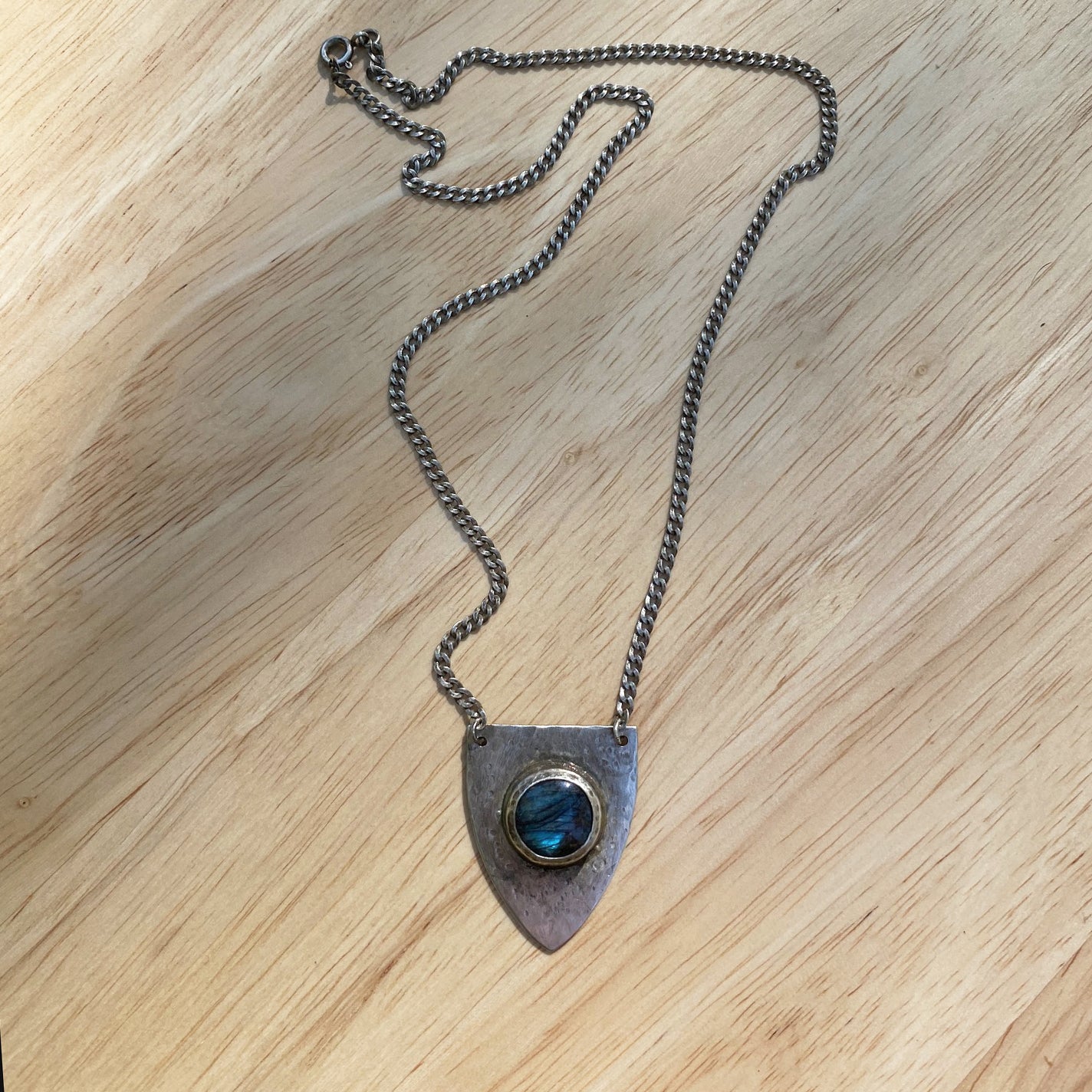 Sterling Shield Necklace with Labradorite