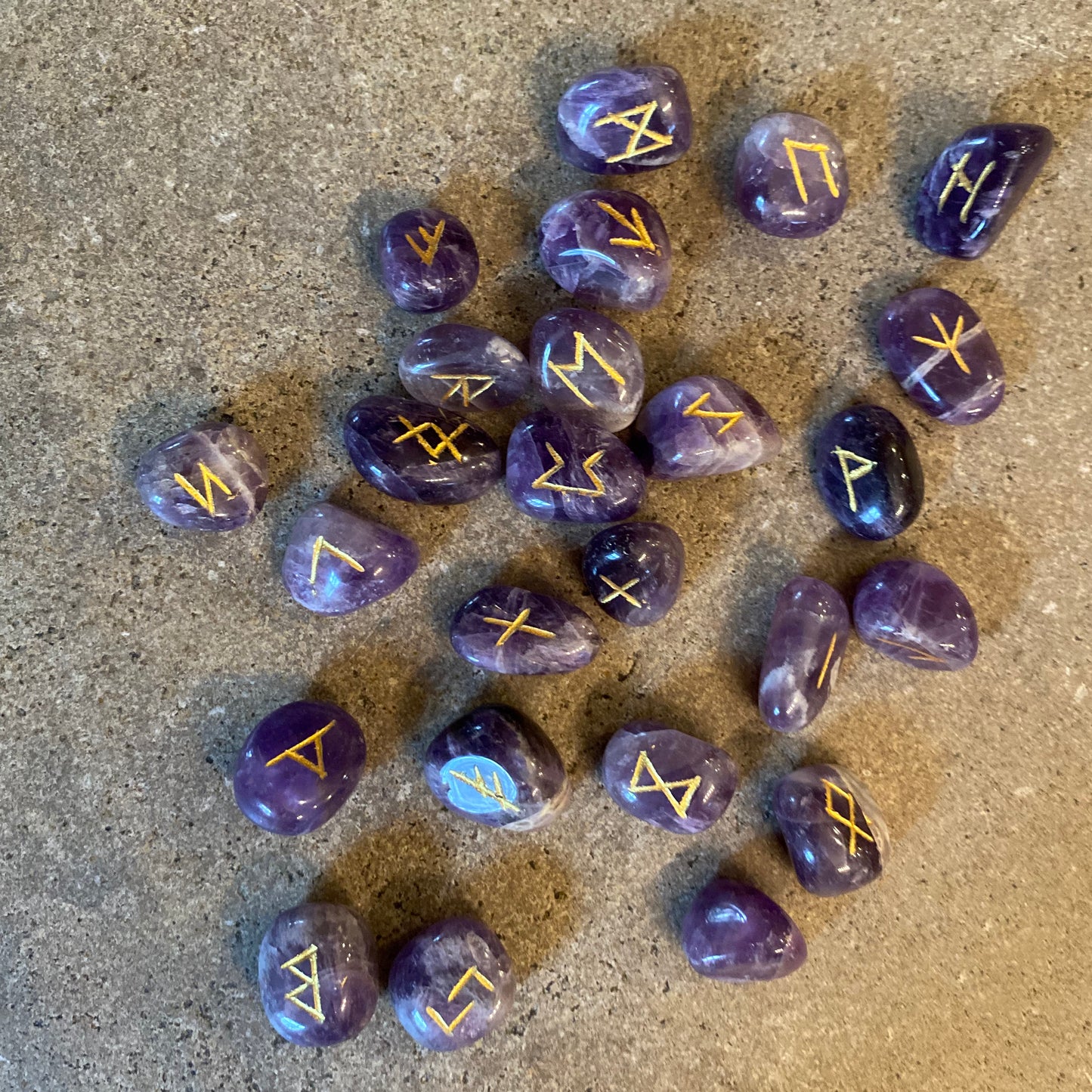 Elder Futhark Rune Set in Amethyst