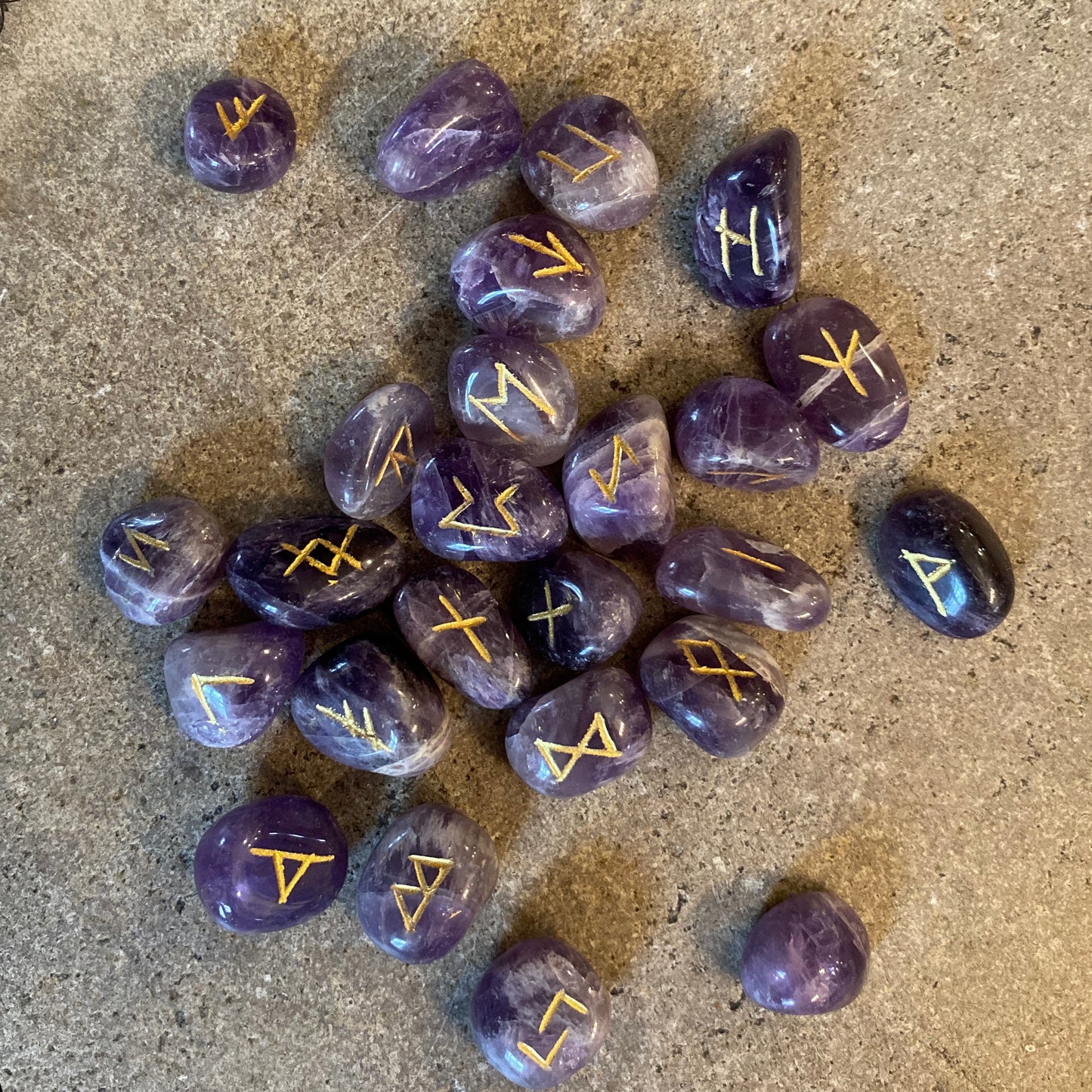 Elder Futhark Rune Set in Amethyst