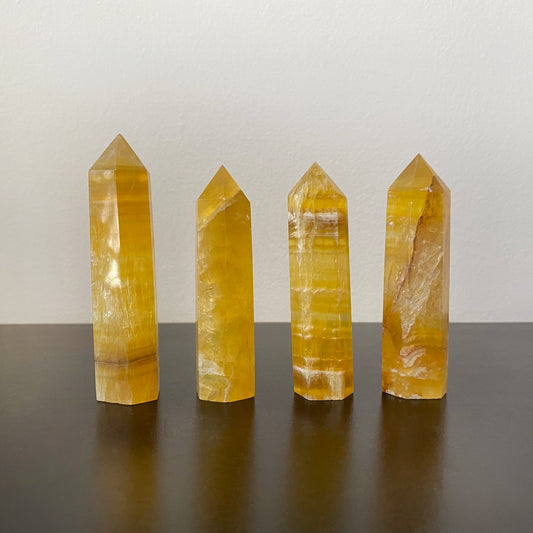 Yellow Fluorite Crystal Points